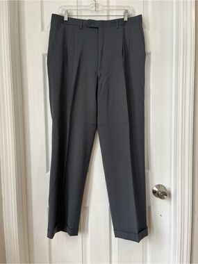 Canali Milano Mens Gray Pleated Pure Wool Classic Dress Pants Size 36R
